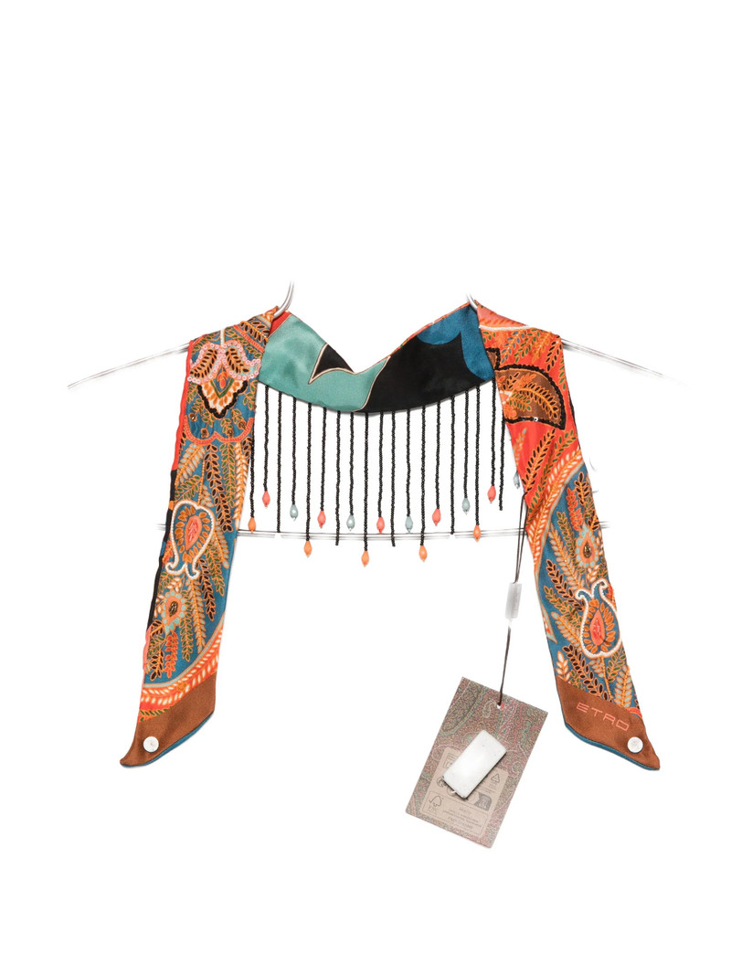 Etro Paisley-pattern Beaded-fringe Neckerchief 1