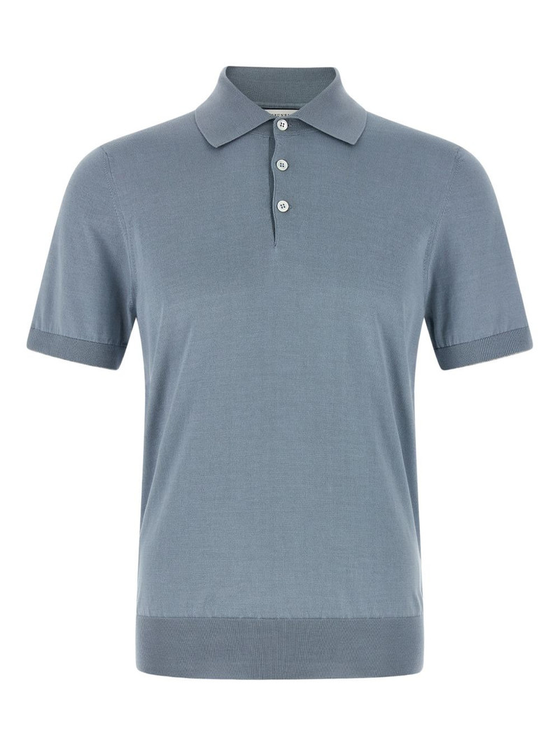 contrasting-piping cotton polo shirt 1