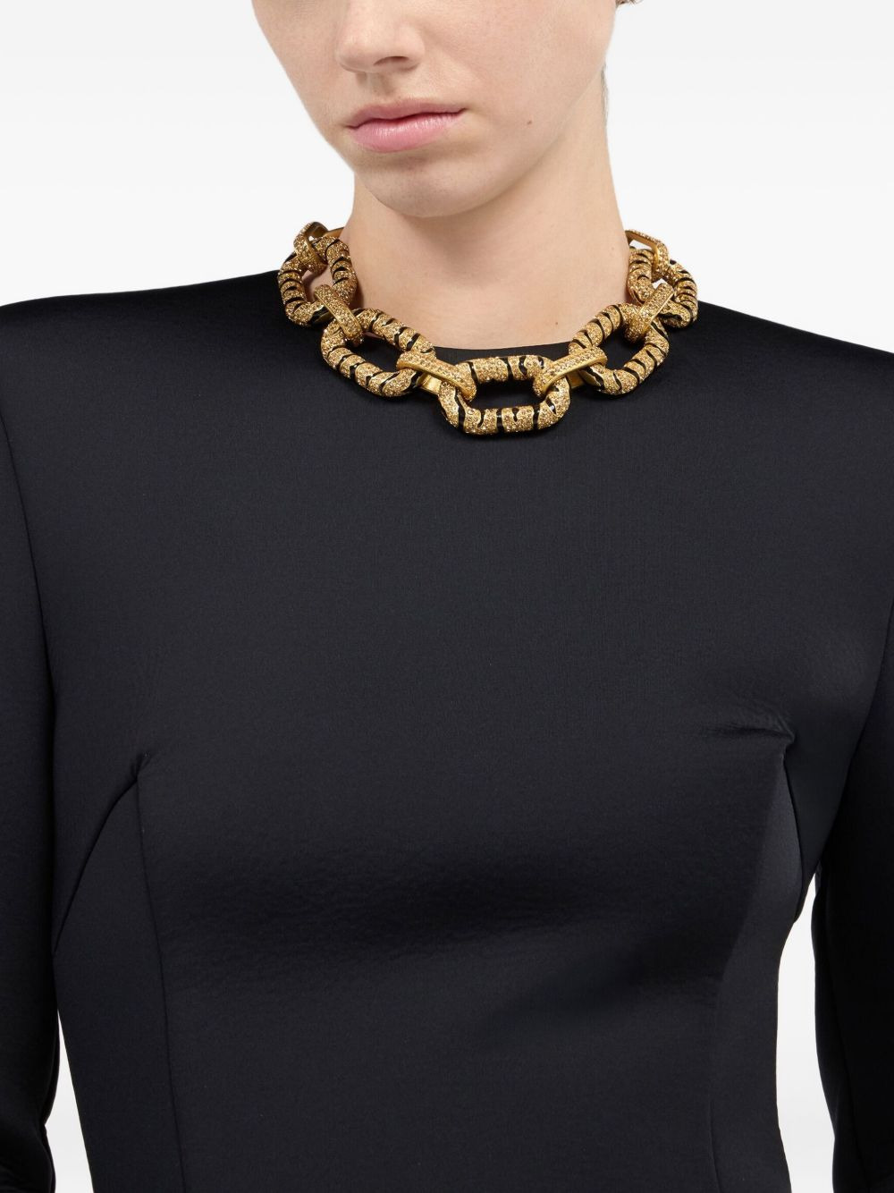 crystal-embellished tiger-stripe necklace - 2