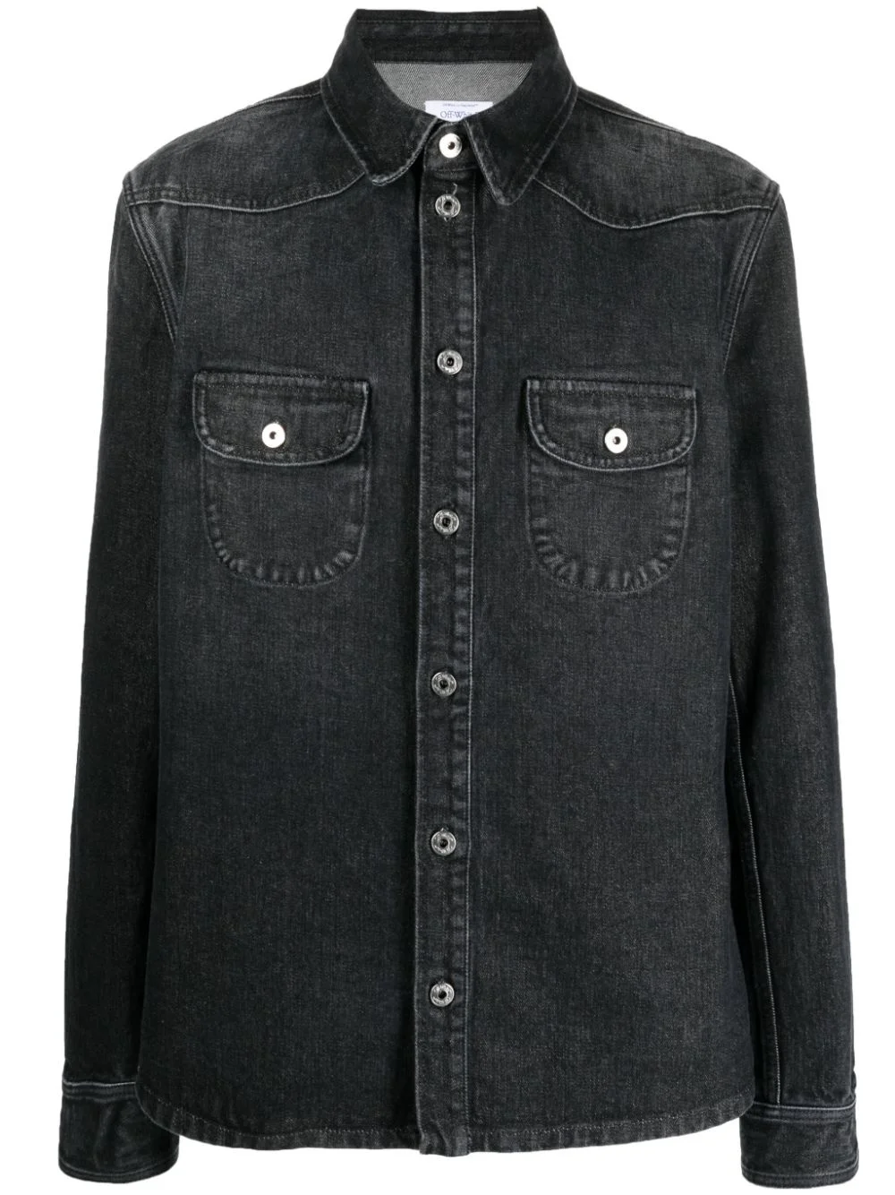 embroidered-logo denim shirt - 1