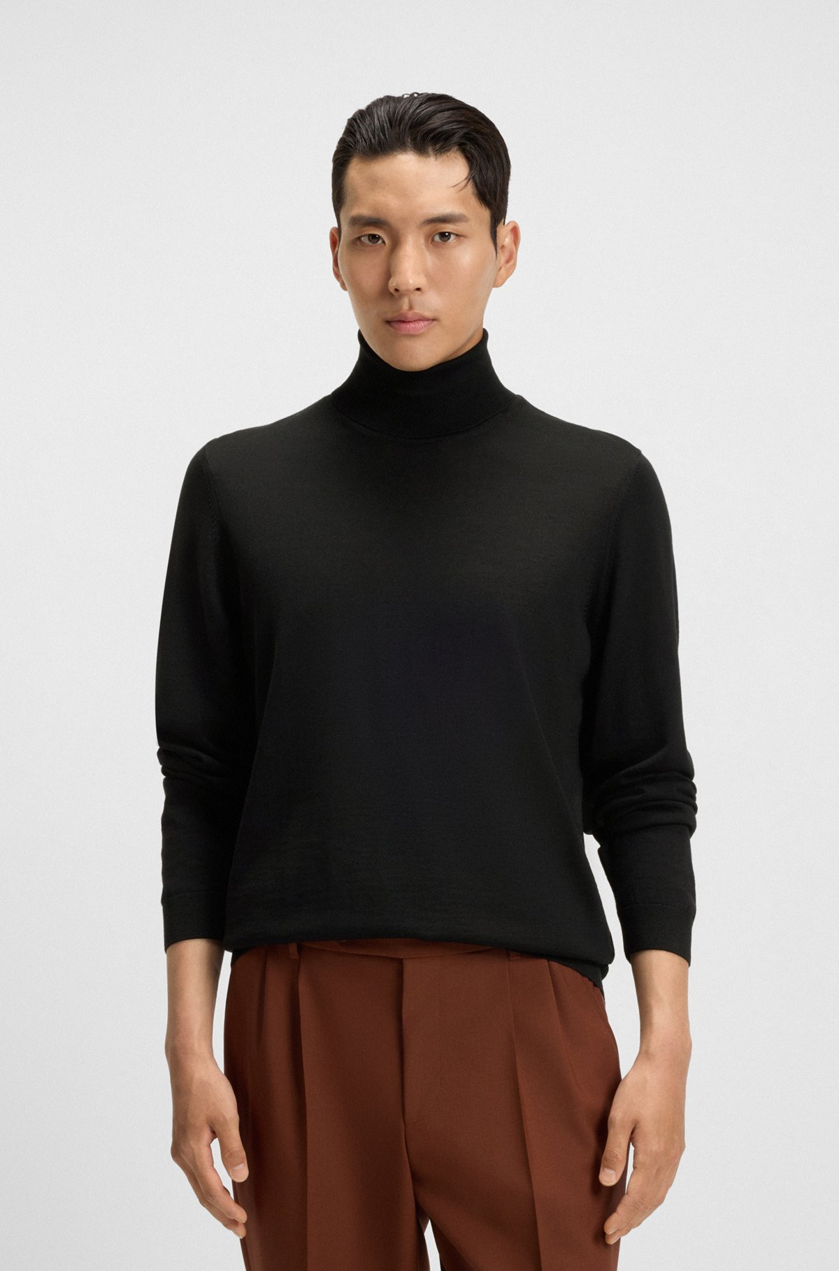SLIM-FIT ROLL-NECK SWEATER IN MERCERIZED VIRGIN WOOL - 2
