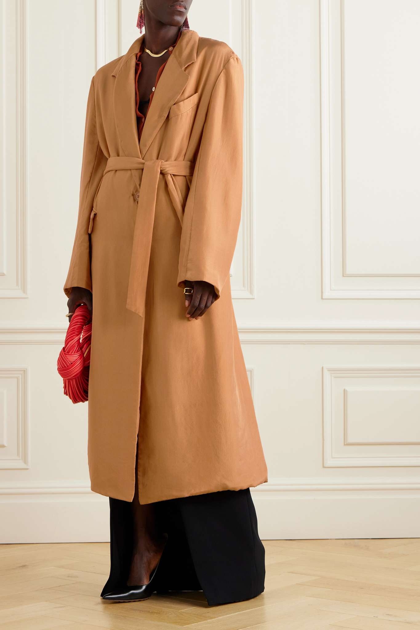 Belted silk coat - 3