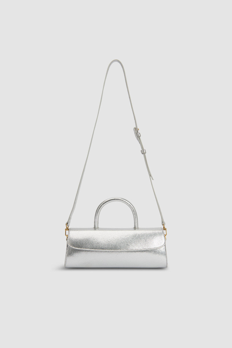 Mini Longa Silver Disco Leather Top-Handle Bag 4