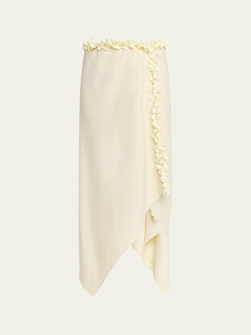 Darliston Embellished Asymmetric Linen Midi Skirt 1