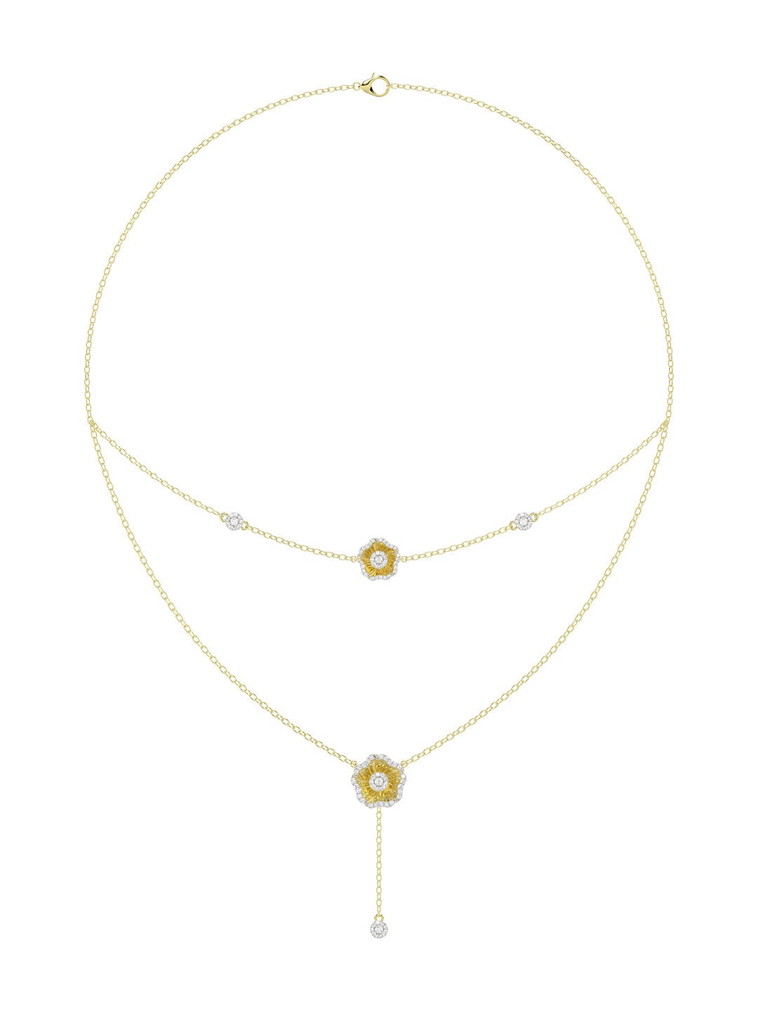 HALO FLOWER YELLOW GOLD NECKLACE - 1