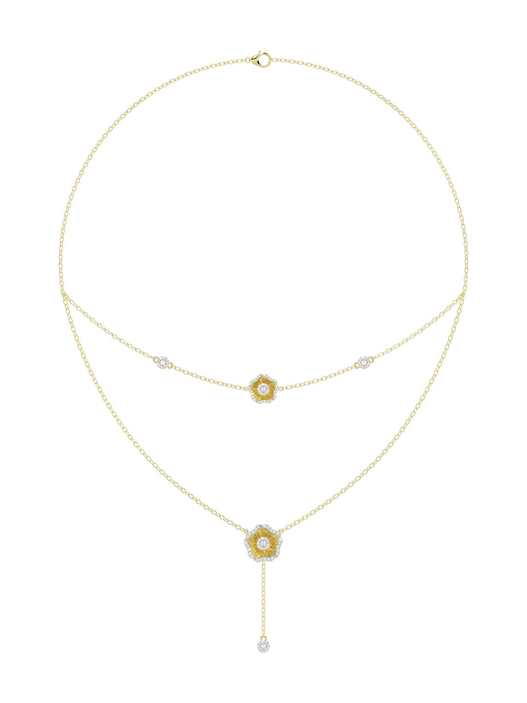 HALO FLOWER YELLOW GOLD NECKLACE - 1