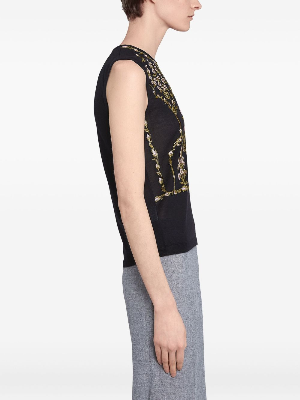 embroidered sleeveless top - 4