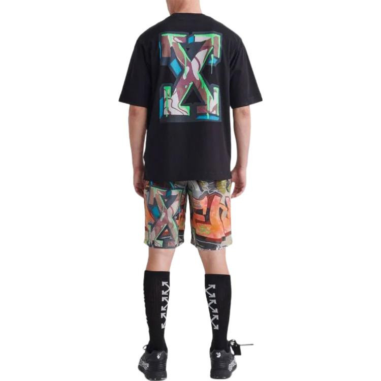 Men's Off-White SS22 Arrow Pattern Printing Round Neck Pullover Short Sleeve Loose Fit Black T-Shirt - 3