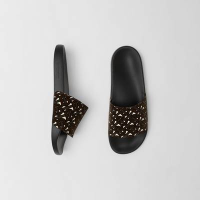 Burberry Monogram Flocked Leather Slides outlook