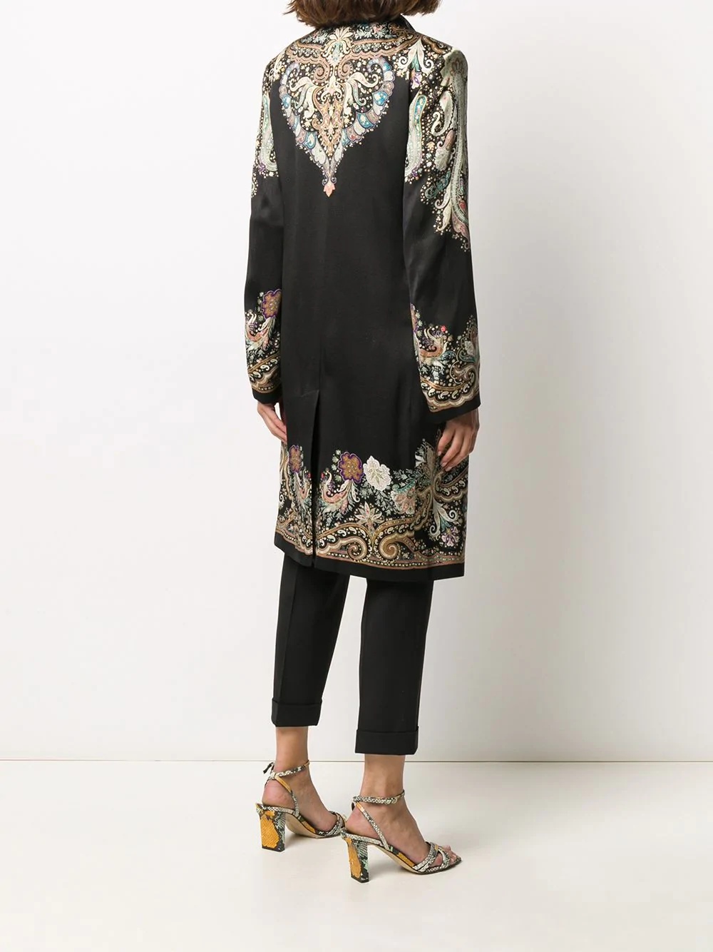 satin paisley-print coat - 4