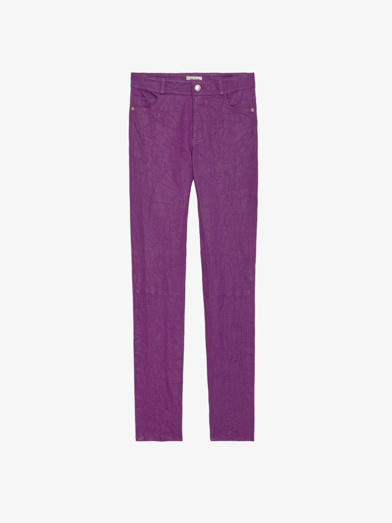 Phlame Crinkled Leather Pants - 1