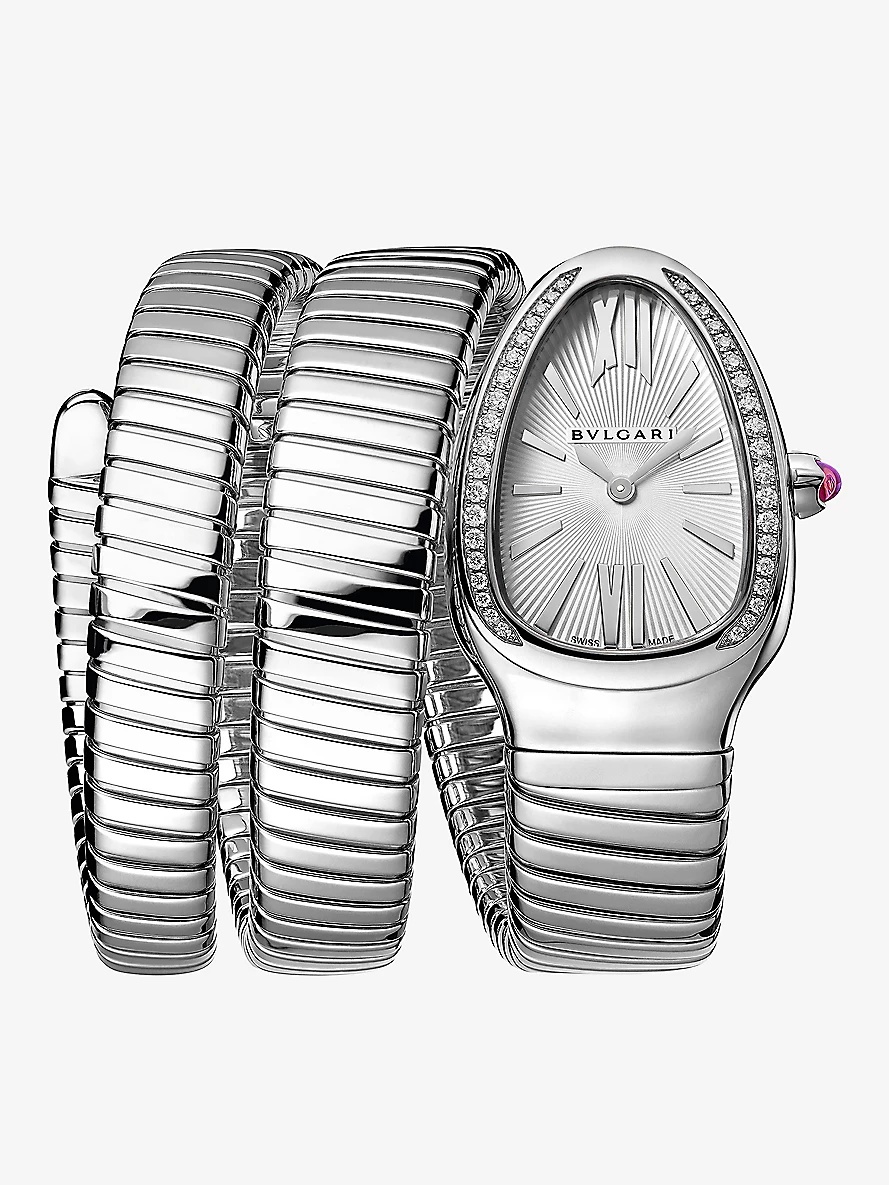 SP35C6SDS2TL Serpenti Tubogas stainless-steel and 0.401ct brilliant-cut diamond quartz watch - 1