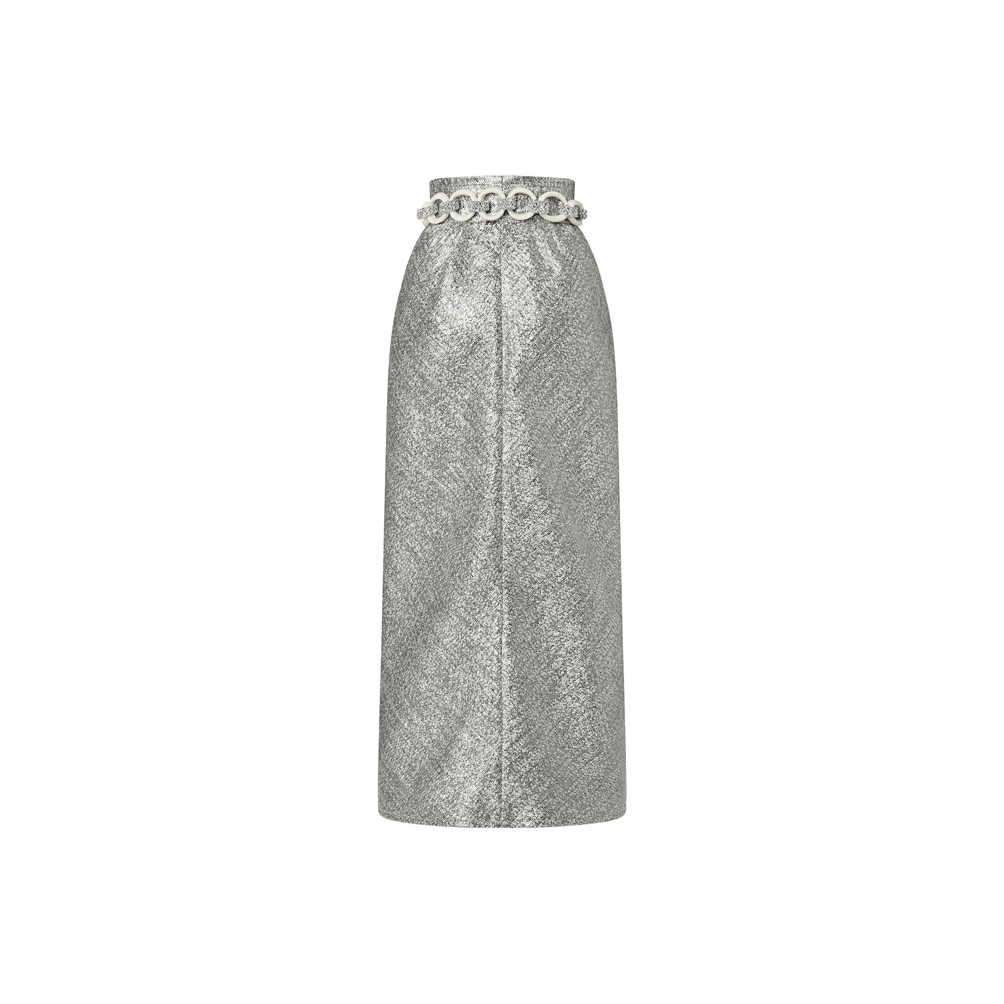 Snap Front Metallic Tweed Skirt - 3
