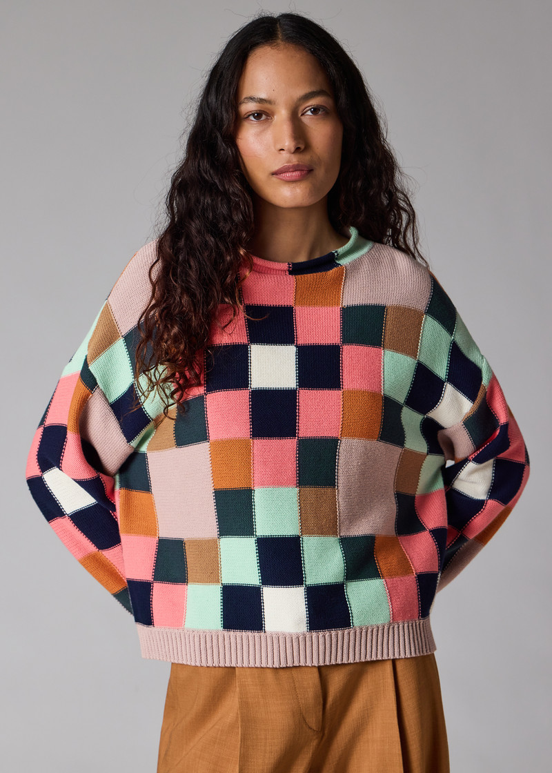 Women's Geometric Square Knitted Sweater 6