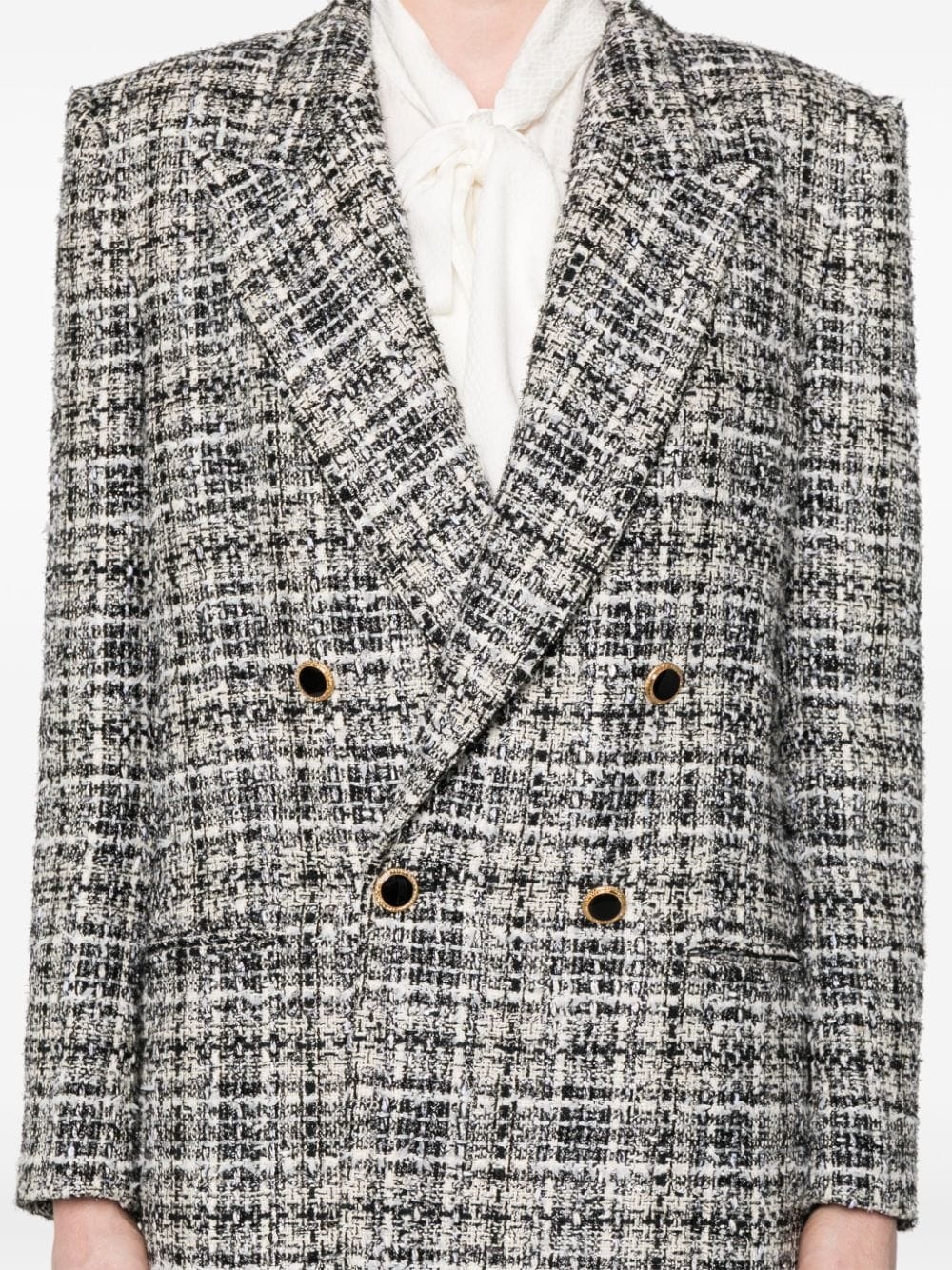 double-breasted tweed blazer - 5
