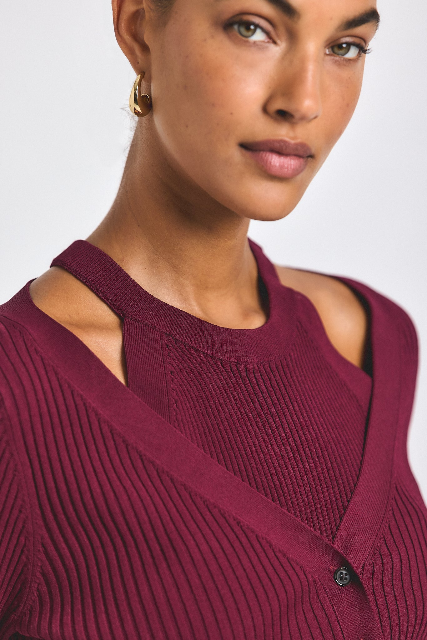 LONNIE VISCOSE KNIT LAYERED CARDIGAN - 2