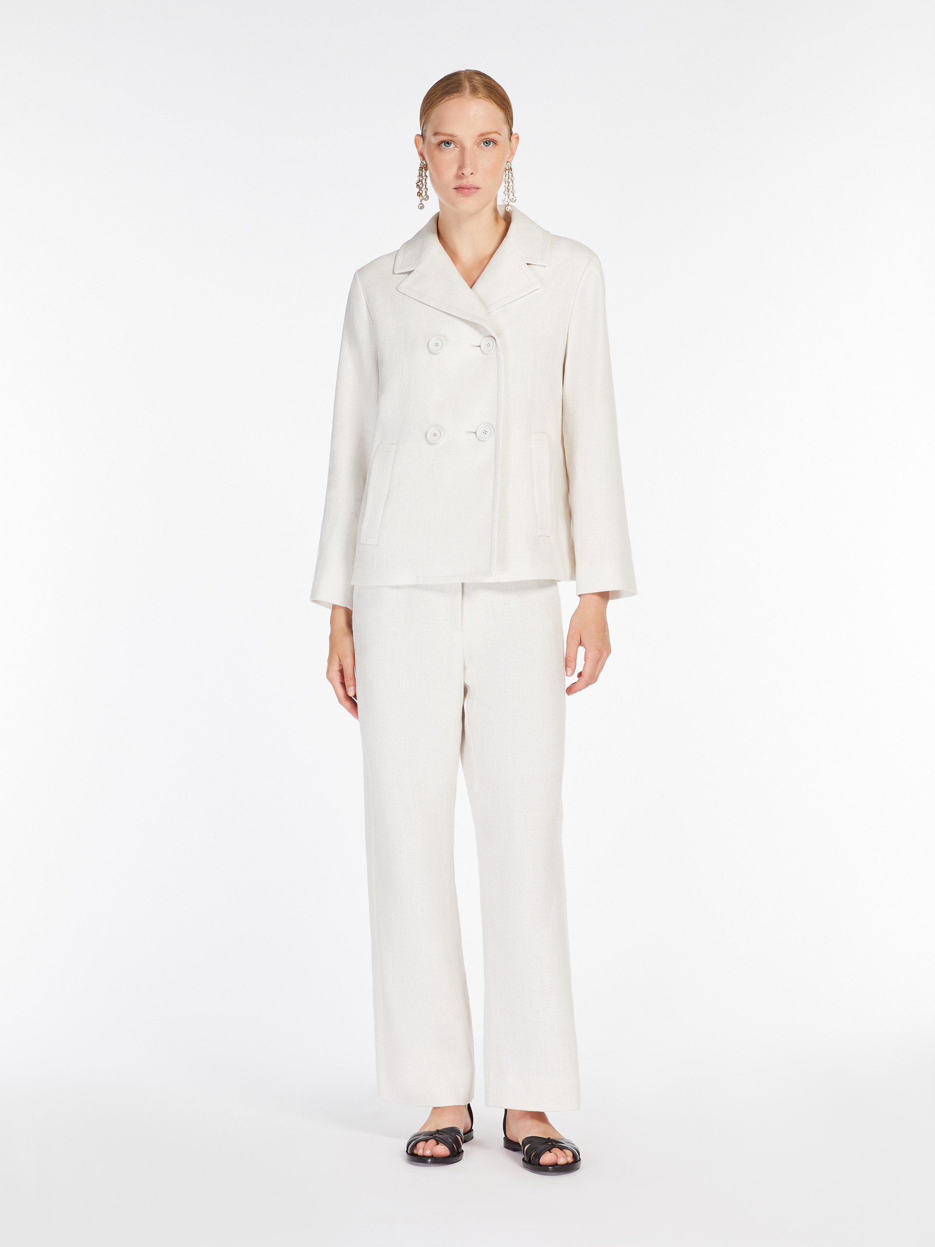 KASIA Double-breasted cotton and linen jacket - 2