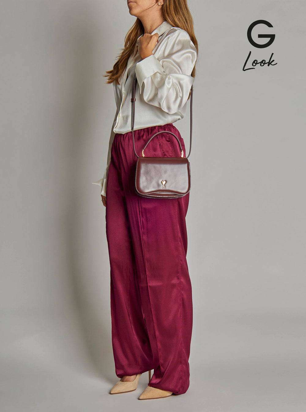 Ami Paris Women Bordeaux Handbag With Adc Patch On The Front And Adjustable And Removable Shoulder S - 6