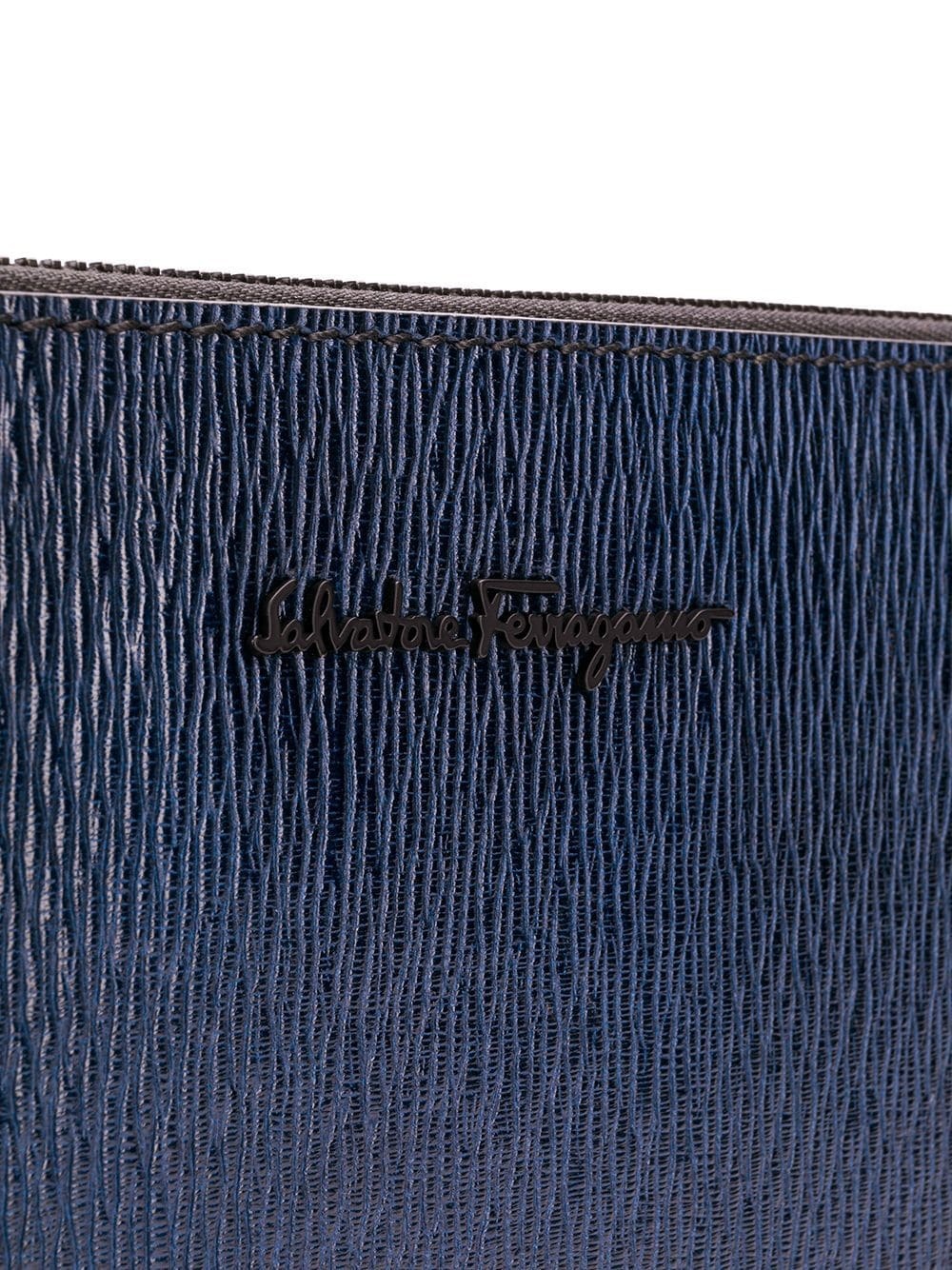 textured leather clutch bag - 4