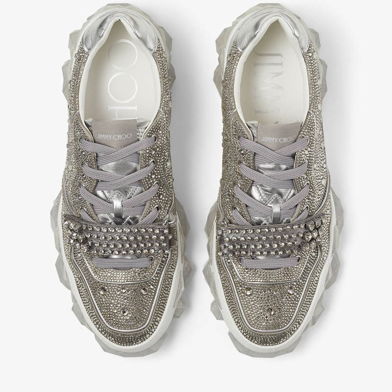 Diamond X Strap/M
Silver Satin Low Top Trainers with Crystal Embellishment and Crystal Strap 8