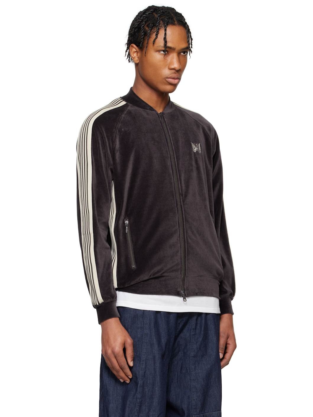 Black Rib Collar Track Jacket - 2