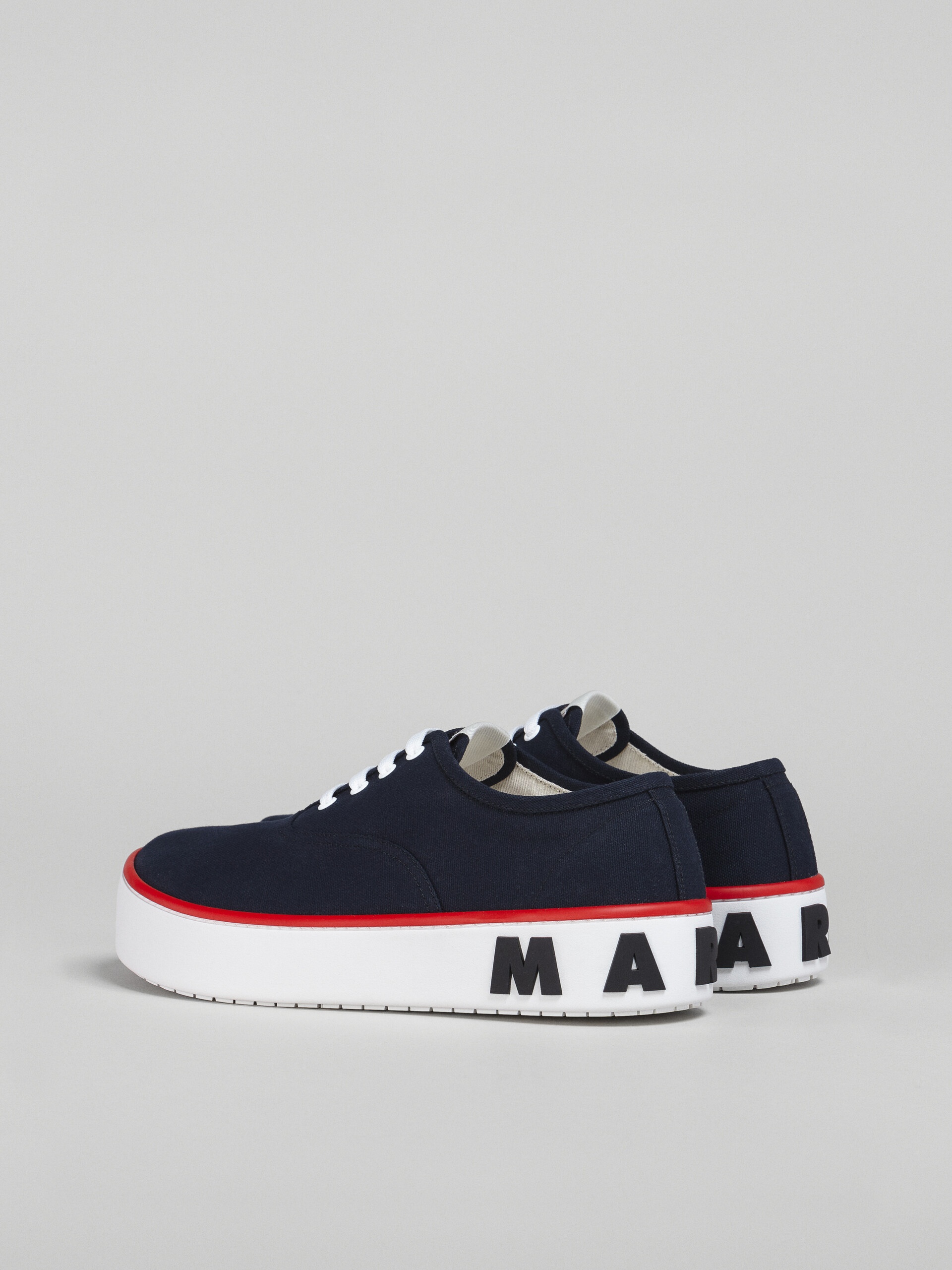 BLUE CANVAS SNEAKER WITH MAXI LOGO - 3