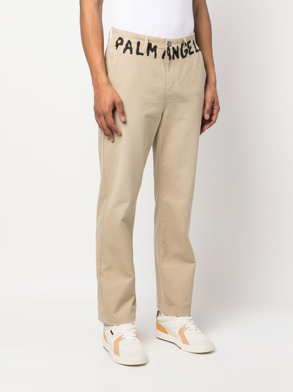 logo-print chino trousers - 3