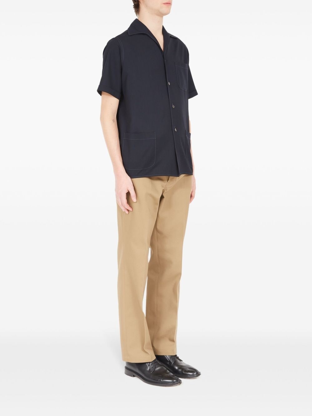 short-sleeve wool shirt - 4