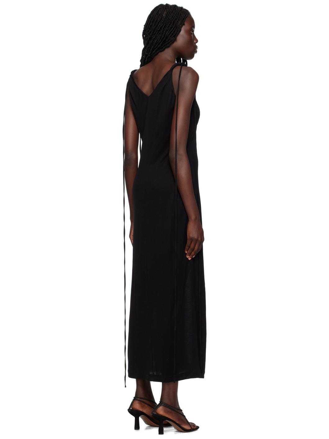 Black Twisted Midi Dress - 3