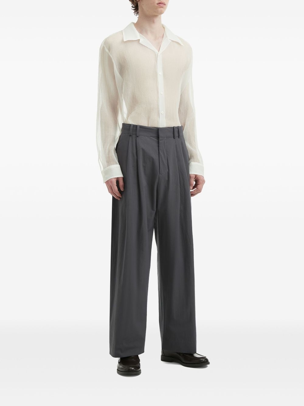 sheer button-up shirt - 2