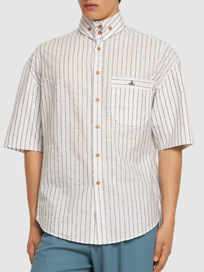 Striped cotton poplin s/s shirt - 3