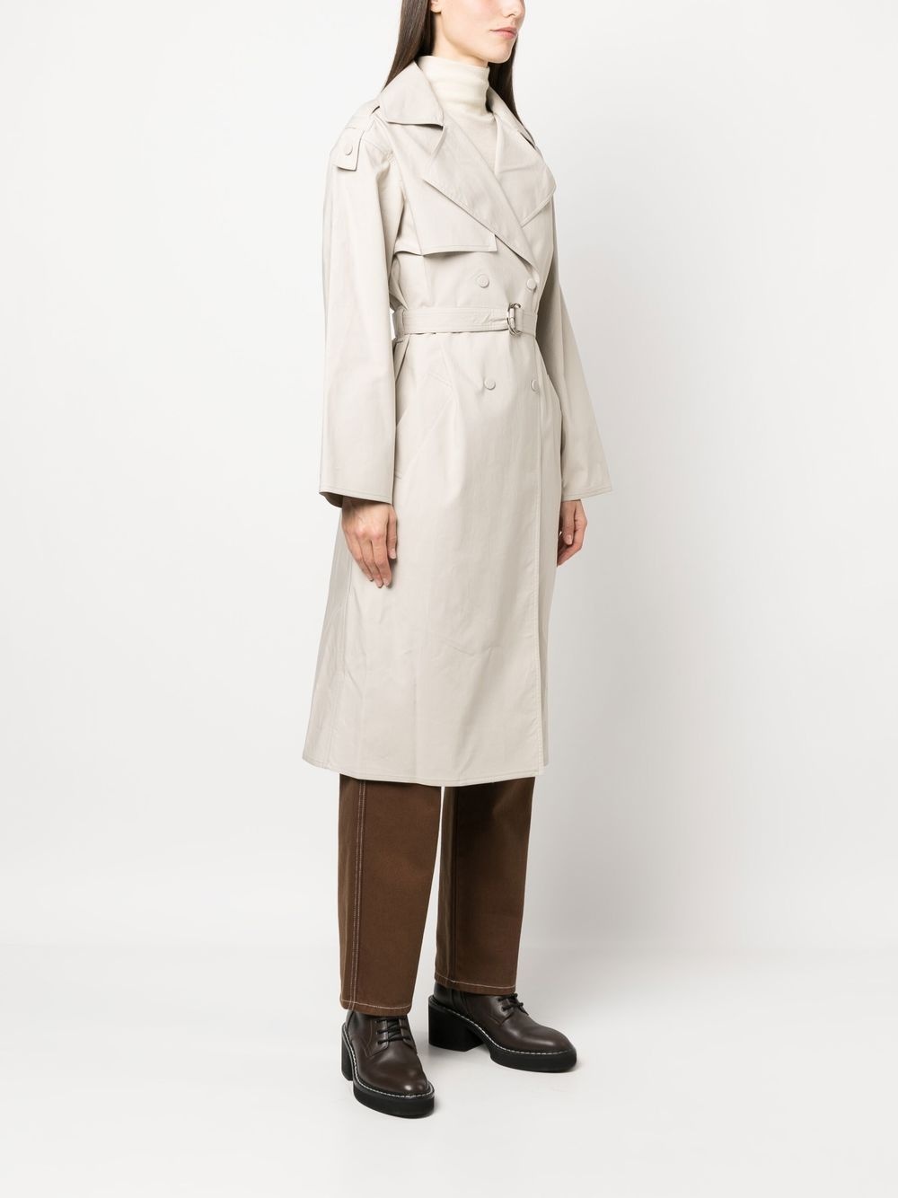 silk belted trench coat - 3