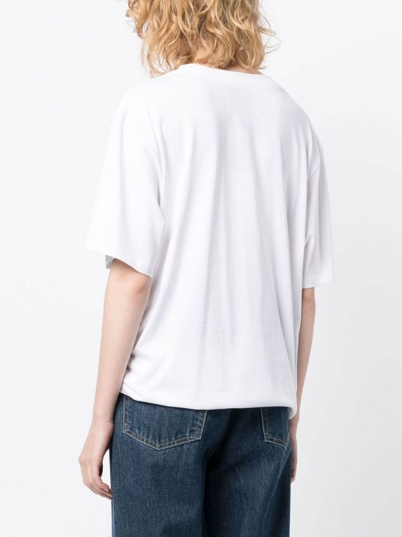 drape-detail cotton T-shirt - 4