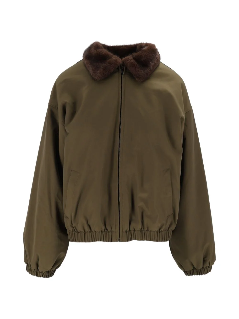 fur-trim collar bomber jacket - 1