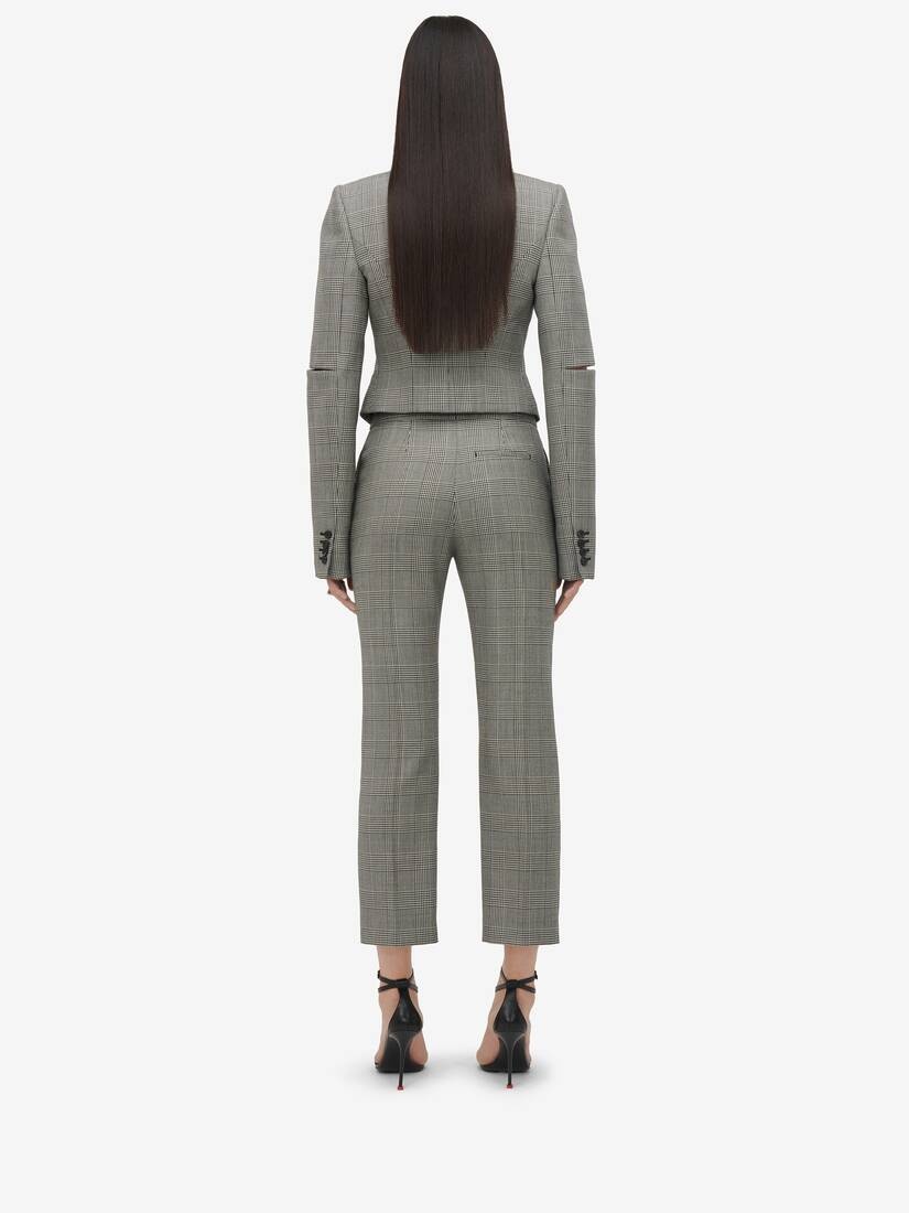 Women's Prince Of Wales Cigarette Trousers in Black/ivory - 4