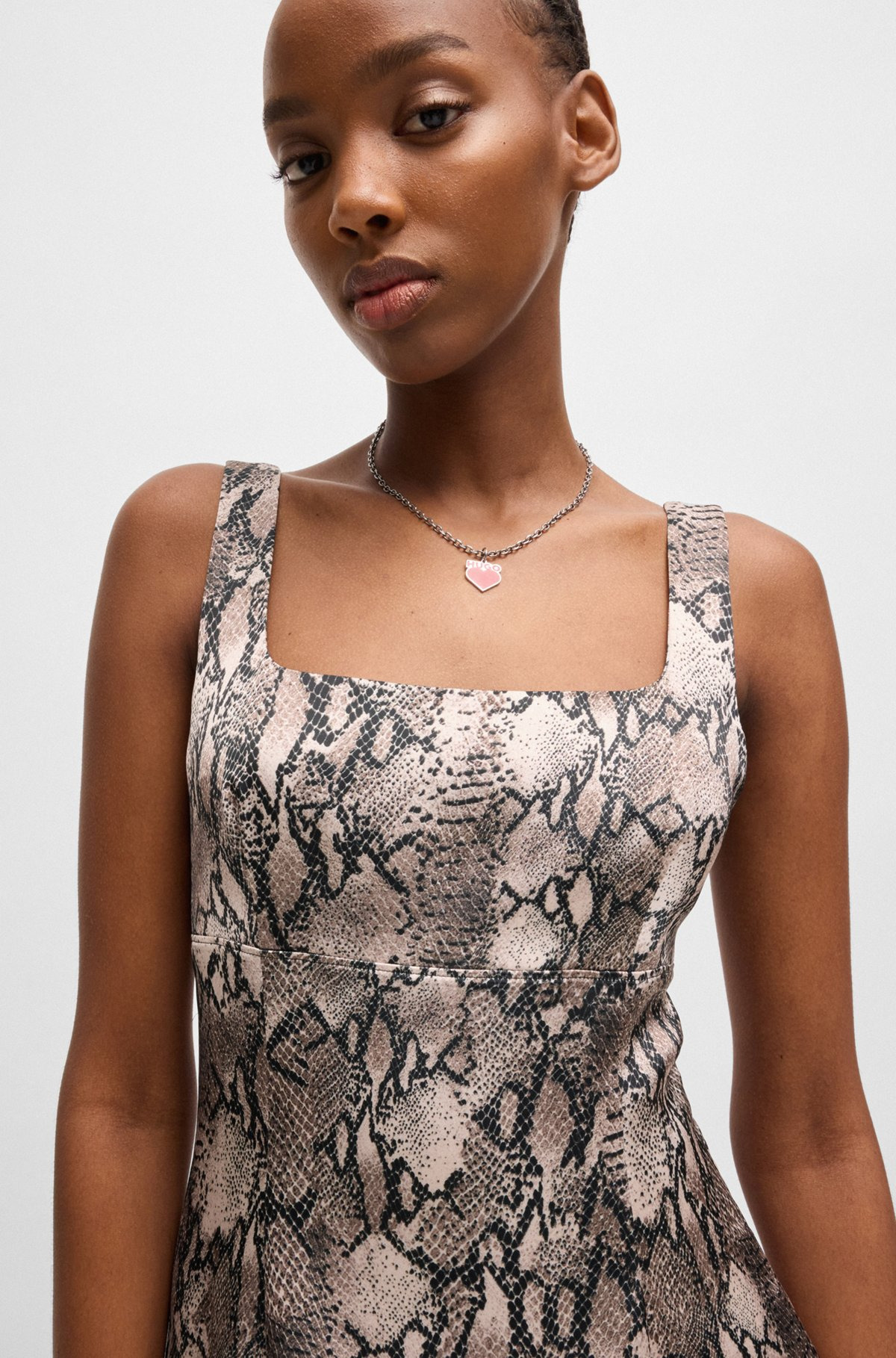 SQUARE-NECK DRESS WITH PYTHON PRINT - 5