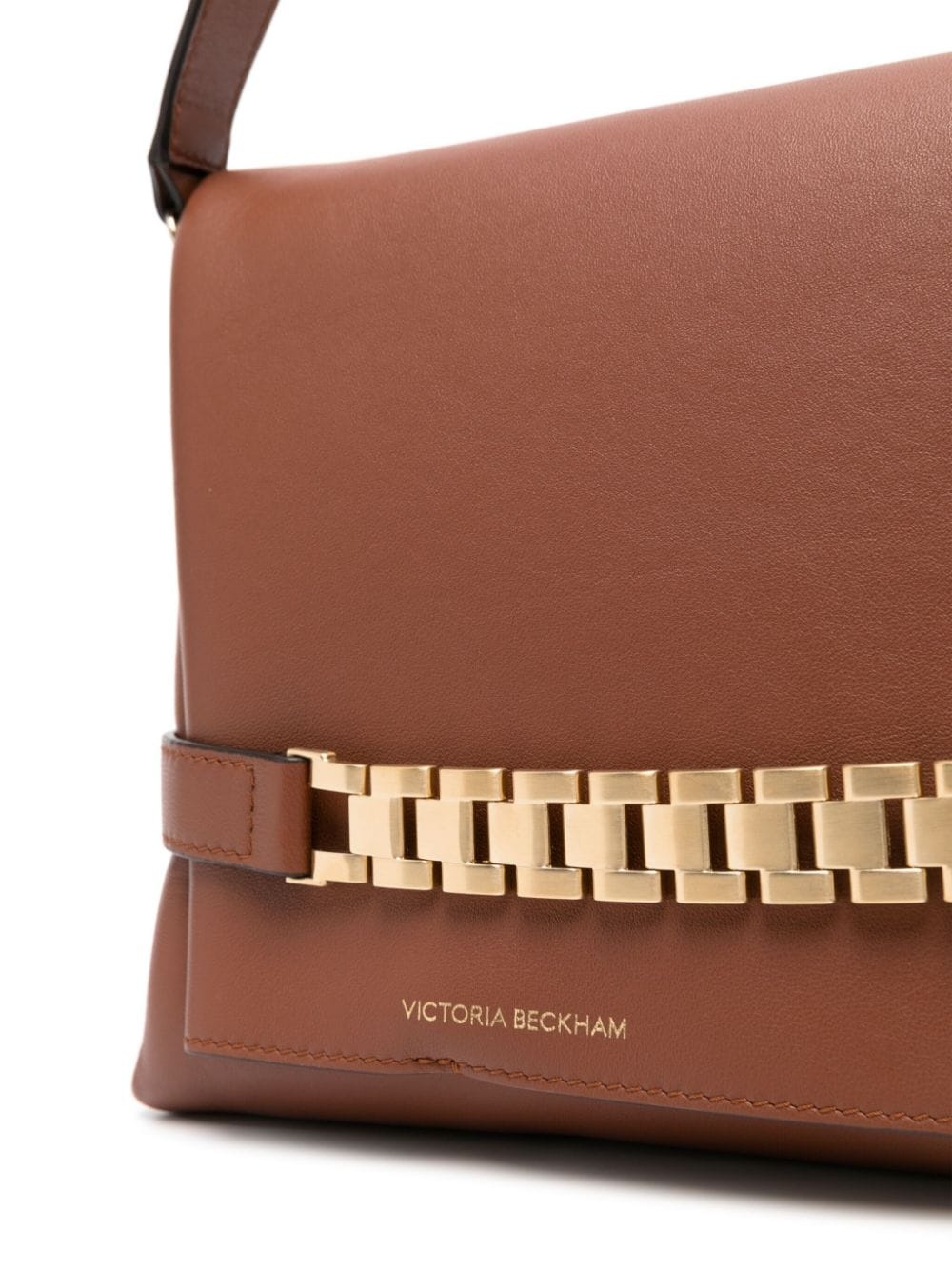 chain-link leather shoulder bag - 4