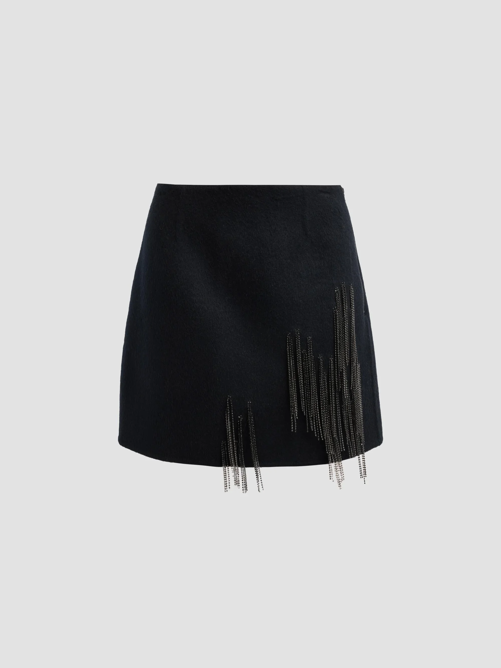 Women's Scarlett Wool Silk Mini Skirt - Black - 1