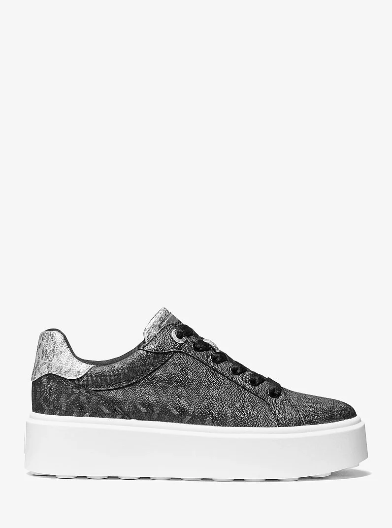 Romey Metallic Two-Tone Signature Logo Platform Sneaker - 1