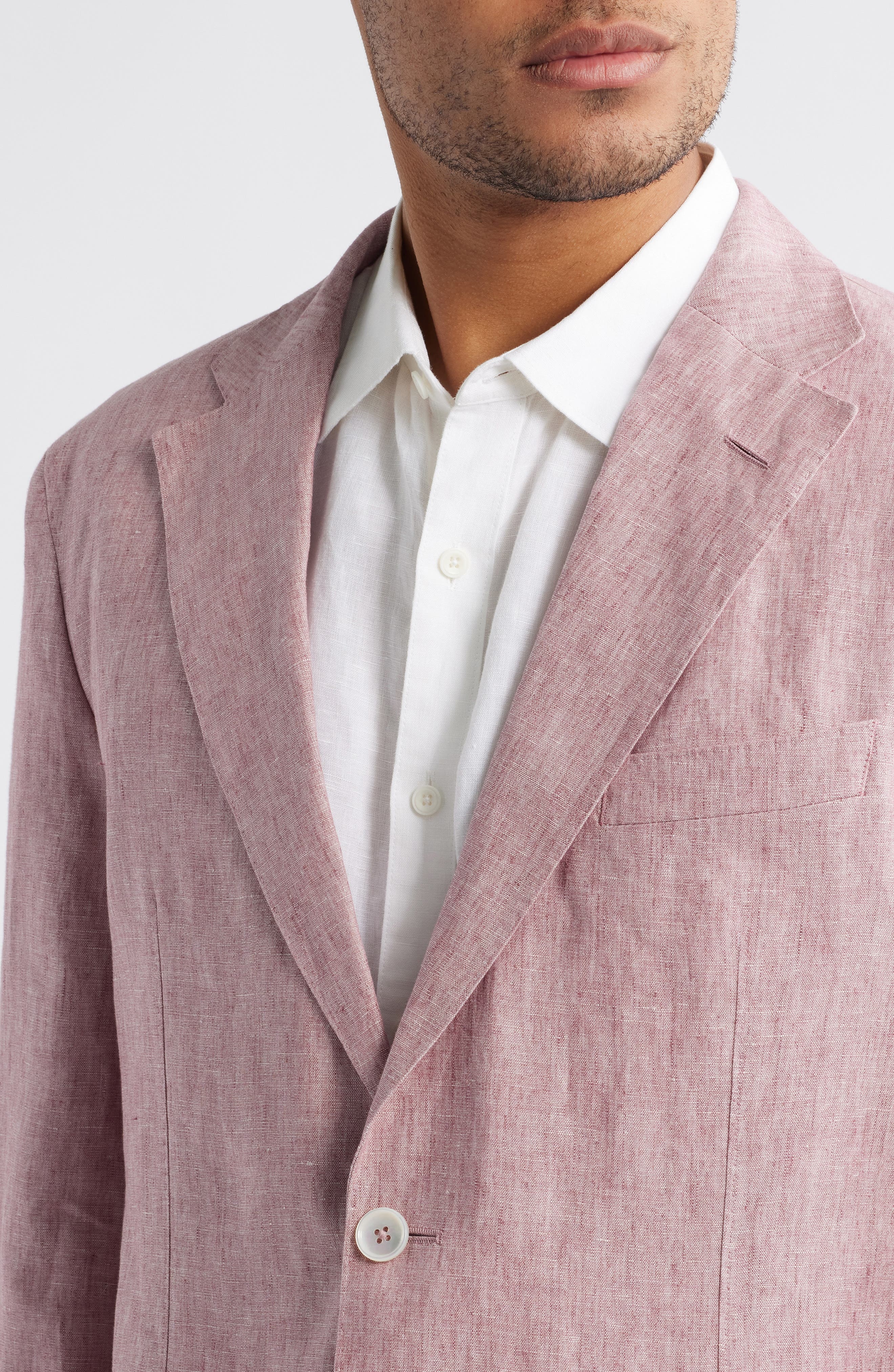 BOSS Heston Soft Linen Sport Coat in Dark Pink at Nordstrom - 4