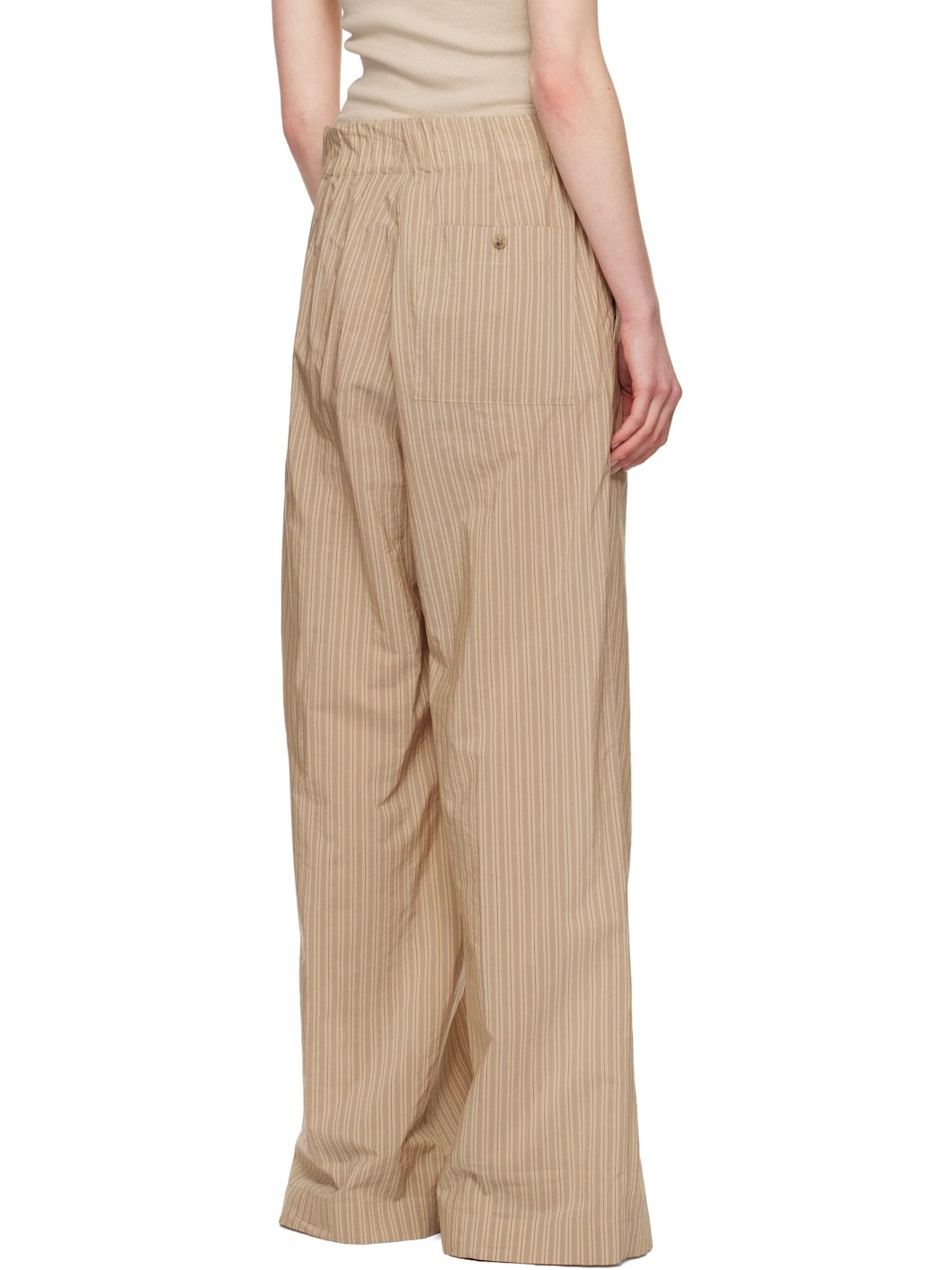 Beige Striped Trousers - 3