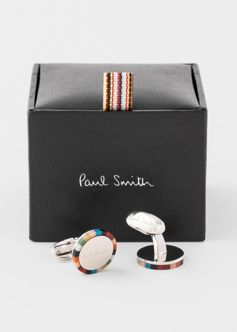 'Signature Stripe' Silk Tie & Circle Cufflinks Gift Set 5