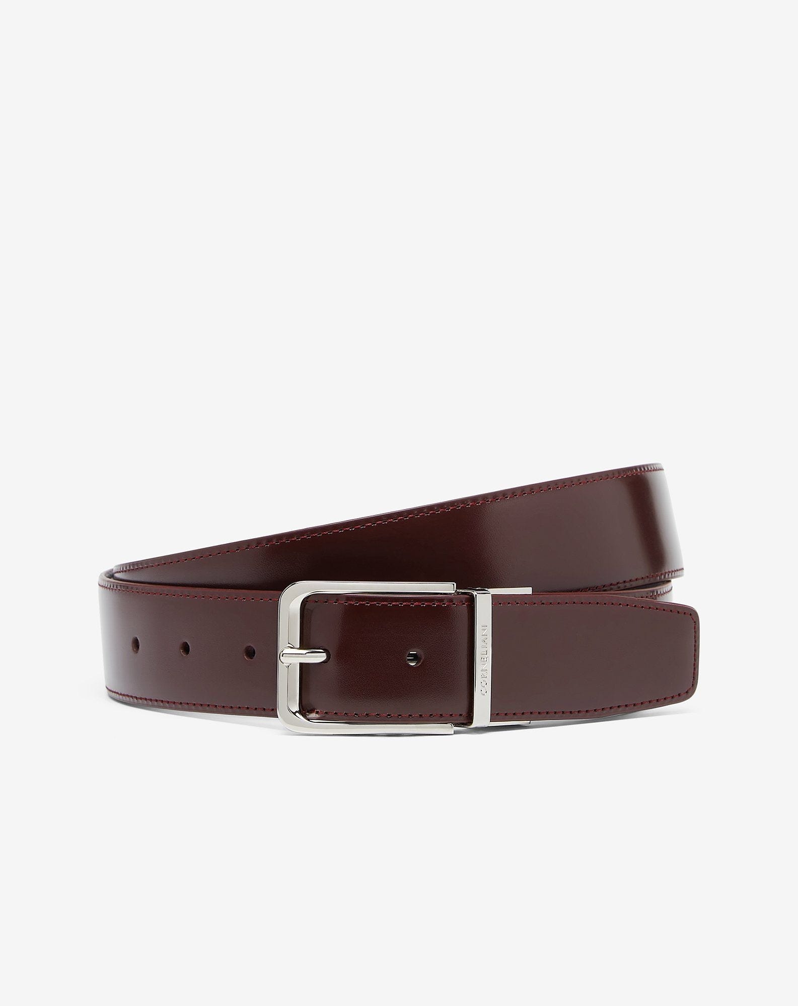 Navy blue elk print leather belt - 1
