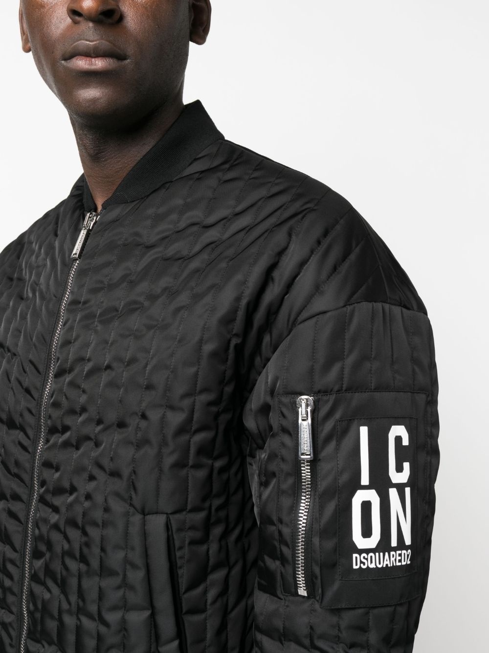 logo-patch bomber jacket - 5