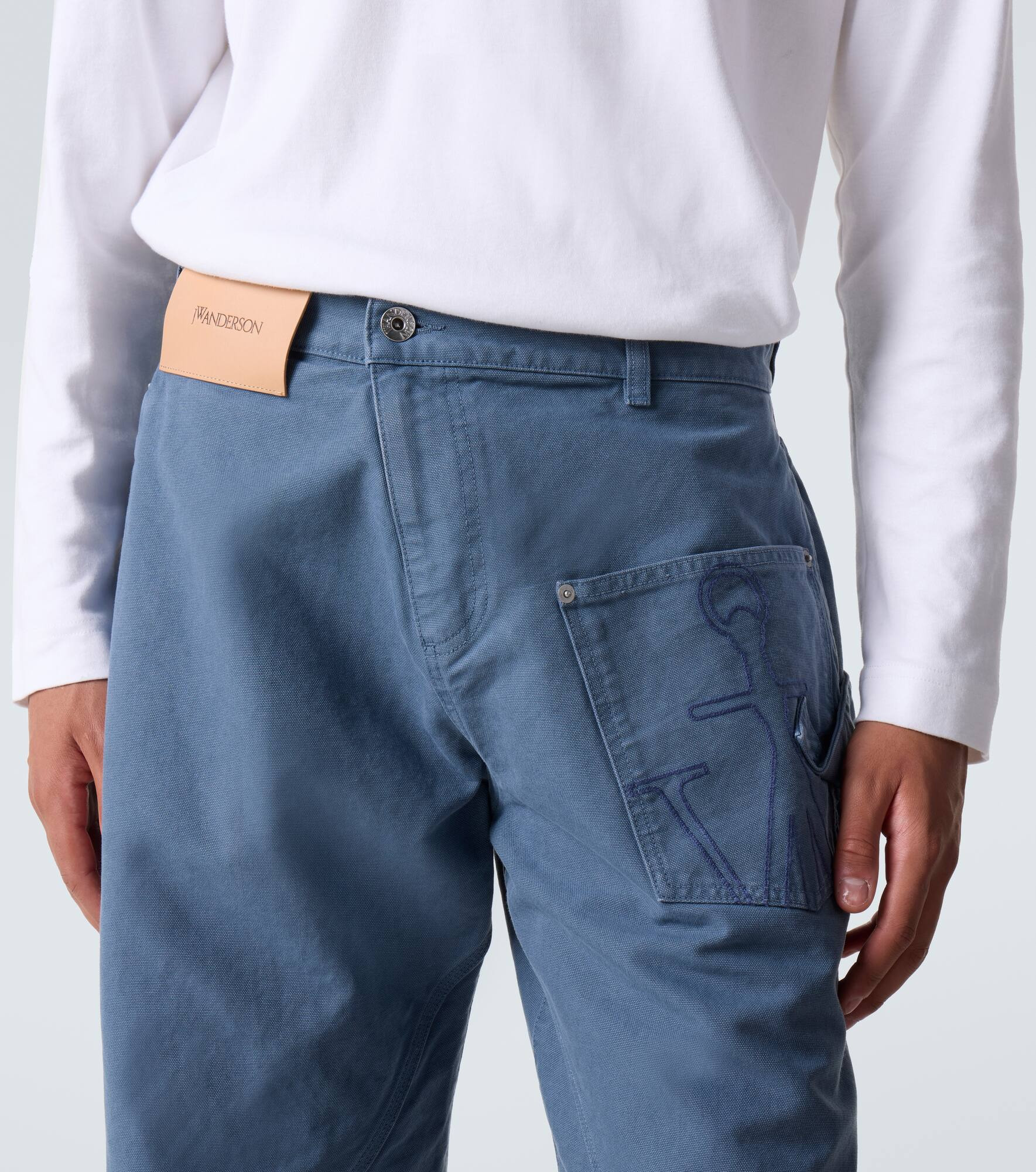 Twisted cotton canvas wide-leg pants - 6