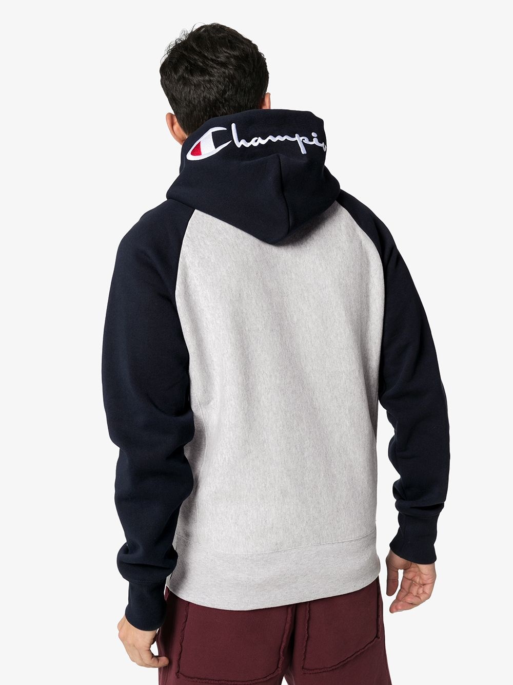 two-tone cotton-blend hoodie - 4