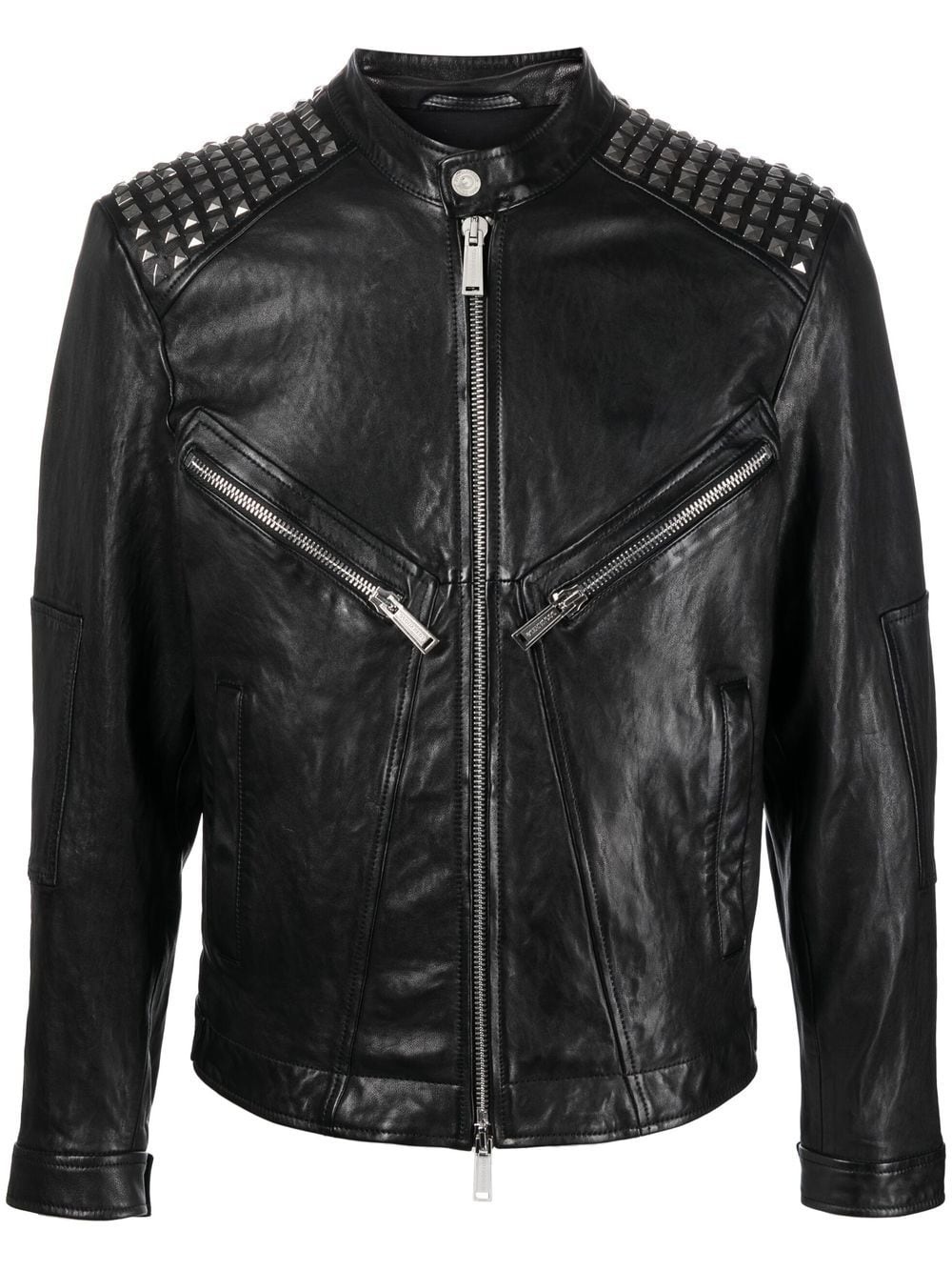 studded leather biker jacket - 1