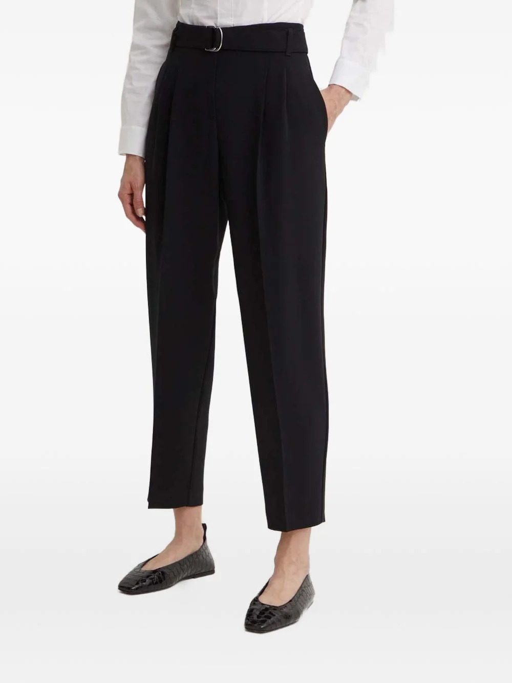 belted pleated cropped trousers - 1