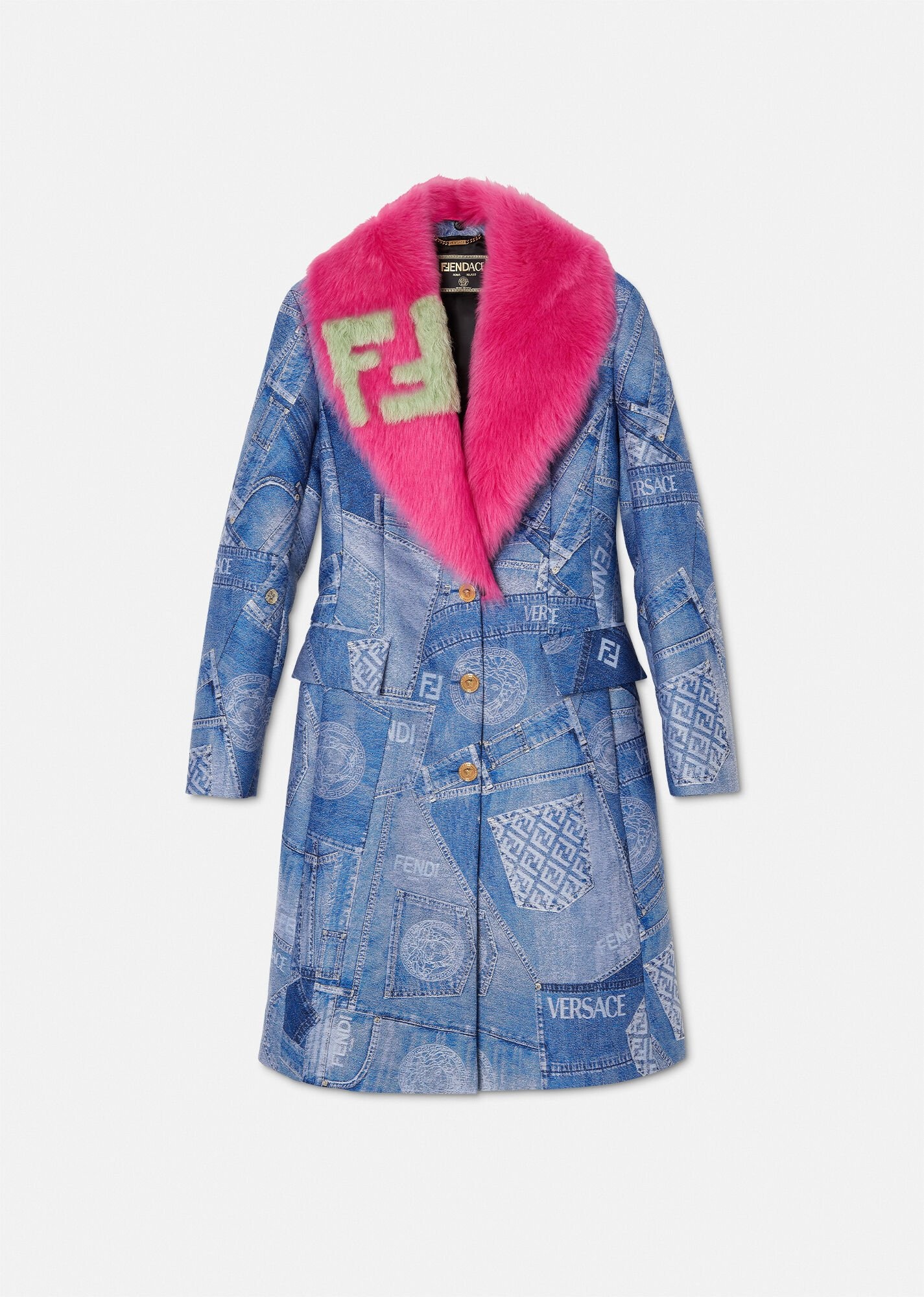 Fendace Denim Patchwork Coat - 1