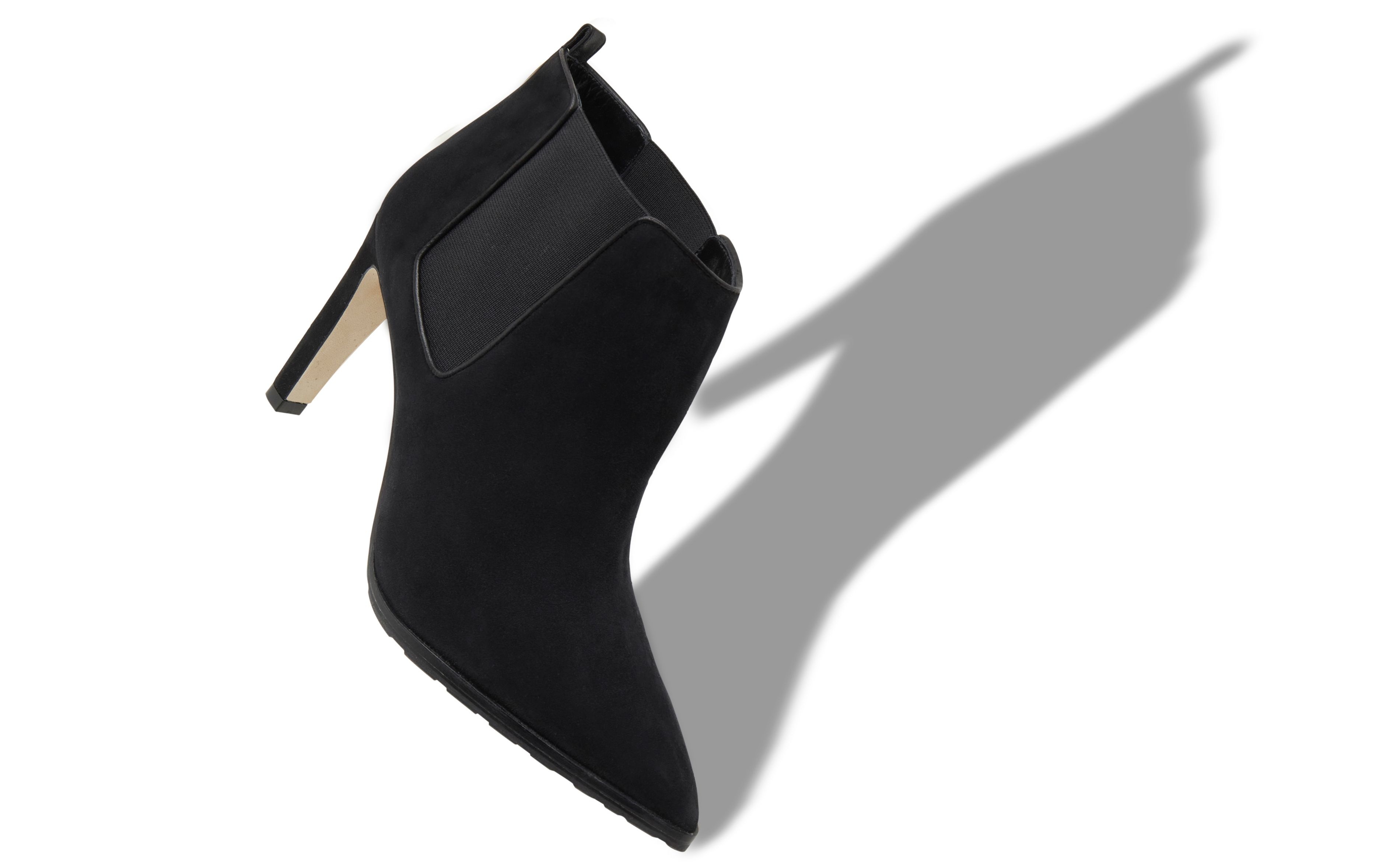 Black Kid Suede Heeled Chelsea Boots - 2